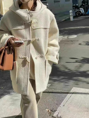 Somi家海外正品the able牛角扣大衣羊绒连帽中长款毛厚呢宽松外套