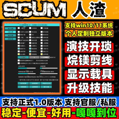 SCUM科技人渣辅助器修改器演技开锁剪线支持官服/私服24h自动发货