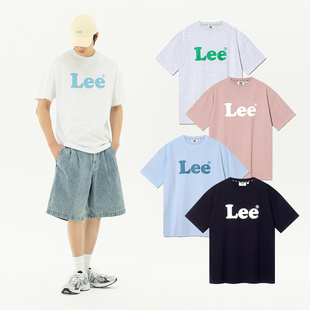 24SS男女复古大标基本款 纯棉运动休闲T恤 Lee 韩国代购 LE2402ST03