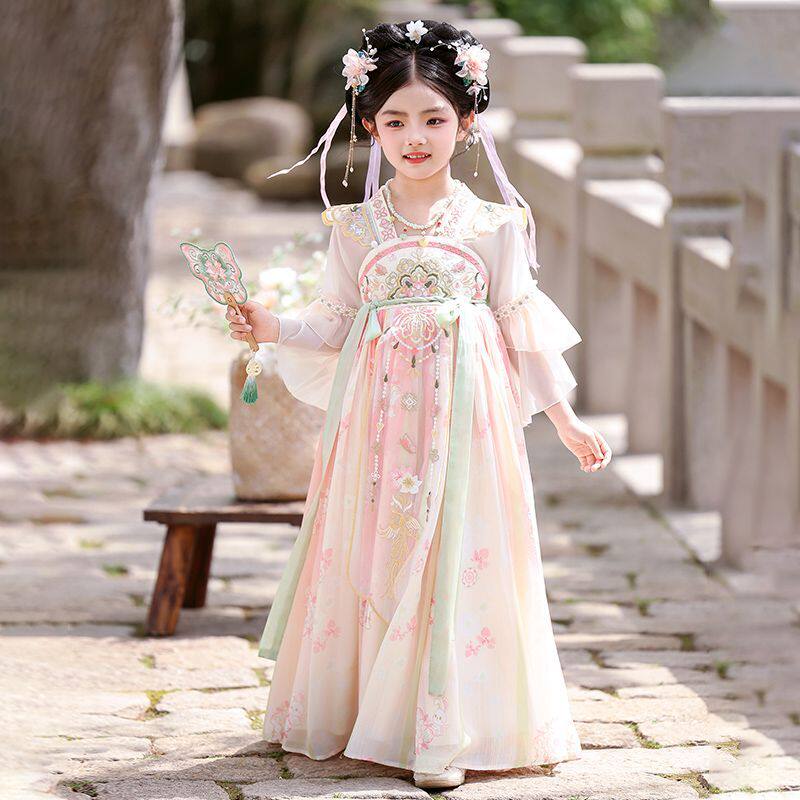 汉服女童新款唐装春秋款儿童古风古装小女孩超仙中国风连衣裙