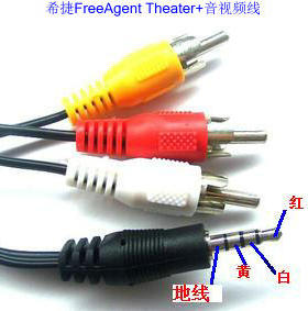 希捷FreeAgent Theater+播放器电视输出AV线/音视频线/CVBS线