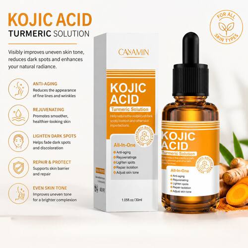 跨境姜黄曲酸精华液Kojic Acid Turmeric Serum焕白祛痘面部精华