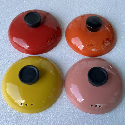 彩色陶瓷砂锅橙黄粉色橘红色盖子