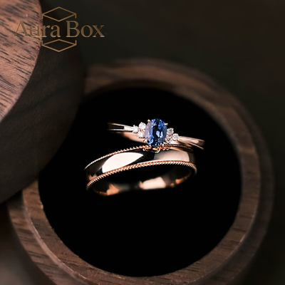 Aura Box蓝宝石银镀金戒指女极简几何刻字定制戒指小众设计师款