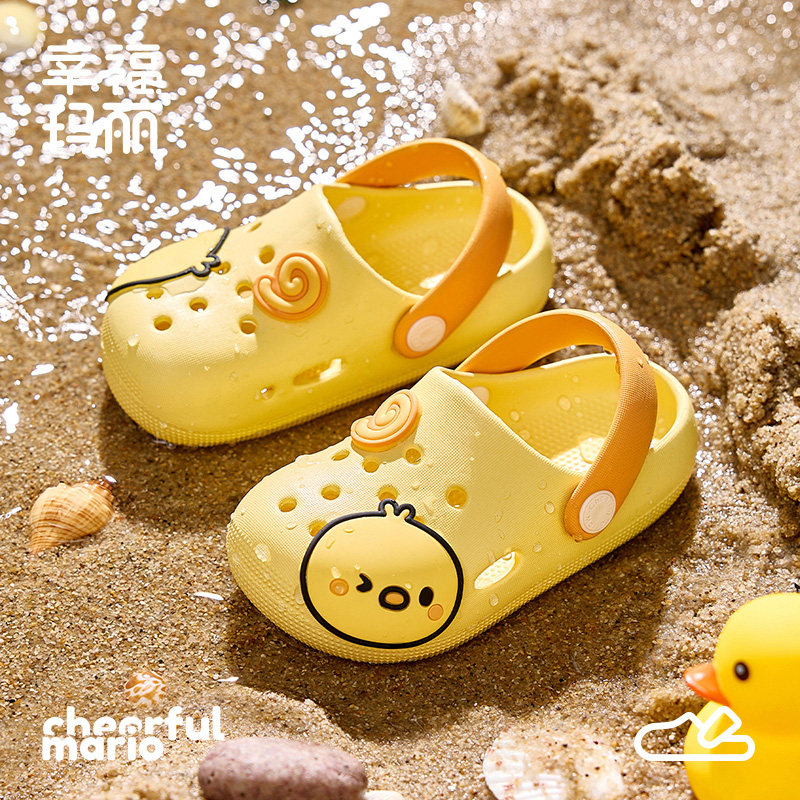 儿童洞洞鞋夏季eva软底外穿宝宝沙滩鞋男女童室内包头洗澡凉拖鞋