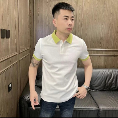 2025新款男士短袖POLO衫夏季潮翻领拼色休闲半袖痞帅青年百搭T恤