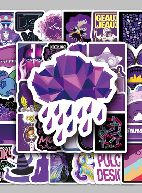 55张ins风紫色系小清新高颜值创意涂鸦笔记本手机壳汽车装饰贴纸