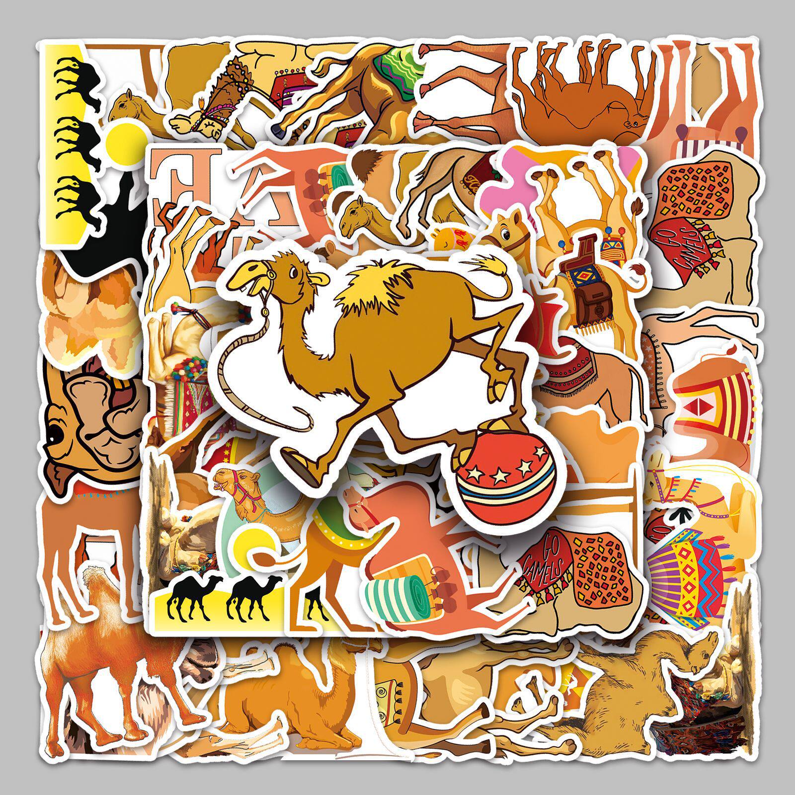 50张骆驼动物卡通行李箱贴纸防水涂鸦贴纸滑板车电脑平板卡通装饰