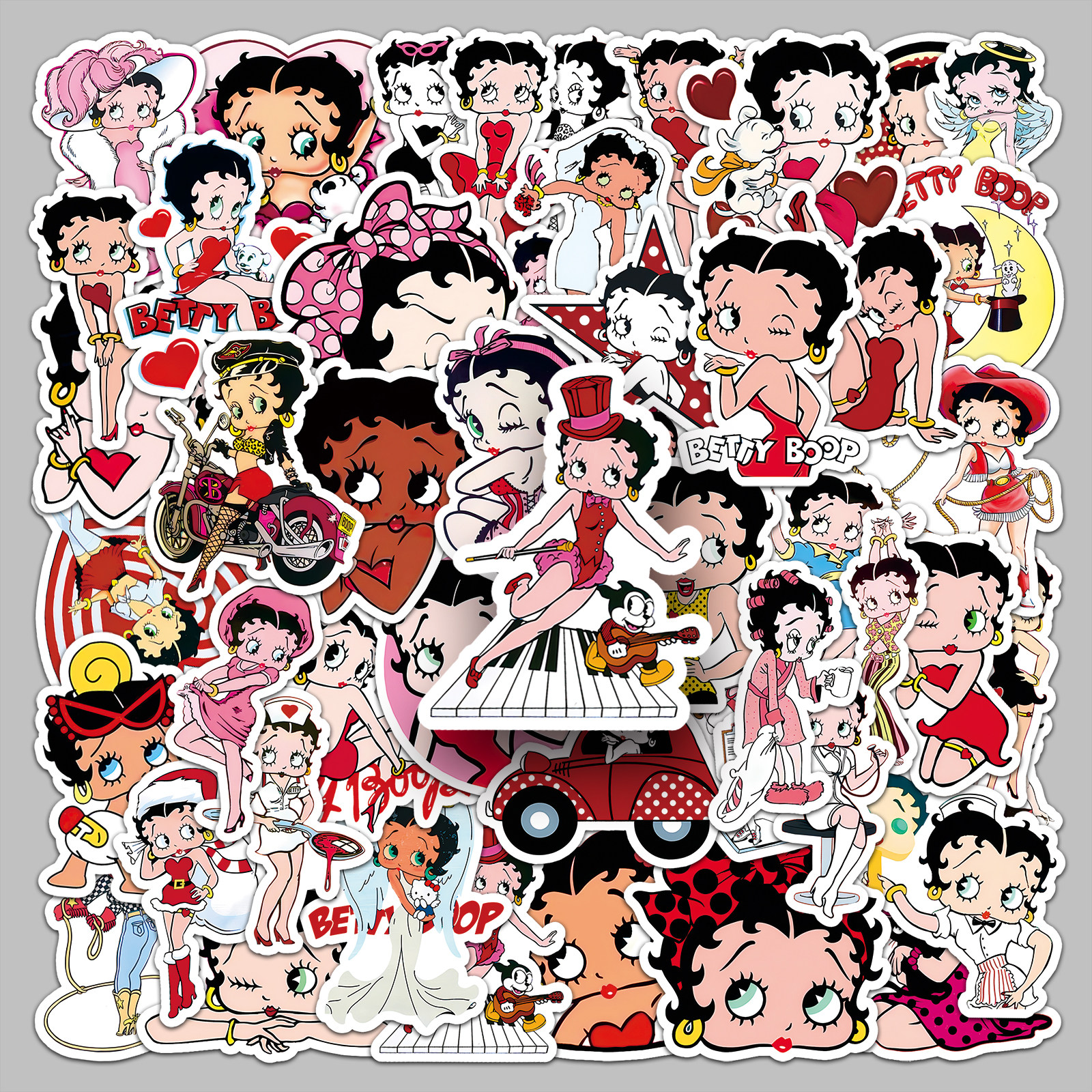 50张Betty Boop贝蒂娃娃手帐贴纸美式卡通装饰防水摩托车手机贴纸,文具电教/文化用品/商务用品,贴纸/立体贴纸,淘宝优惠券,粉丝福利购,淘宝优惠卷