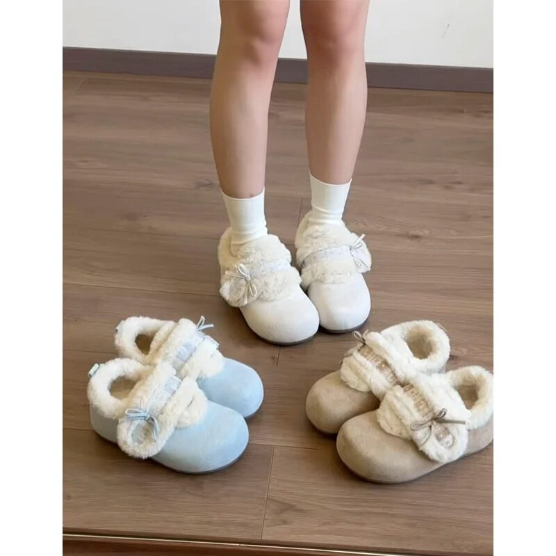 冬季内增高加绒厚底勃肯女鞋