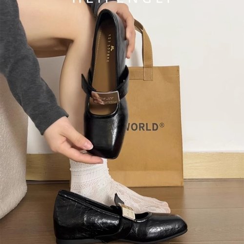 玛丽珍法式内增高方头一字扣单鞋