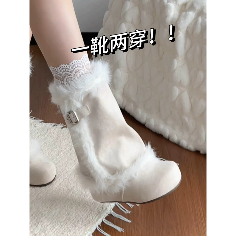 加绒加厚保暖厚底可拆两穿雪地靴