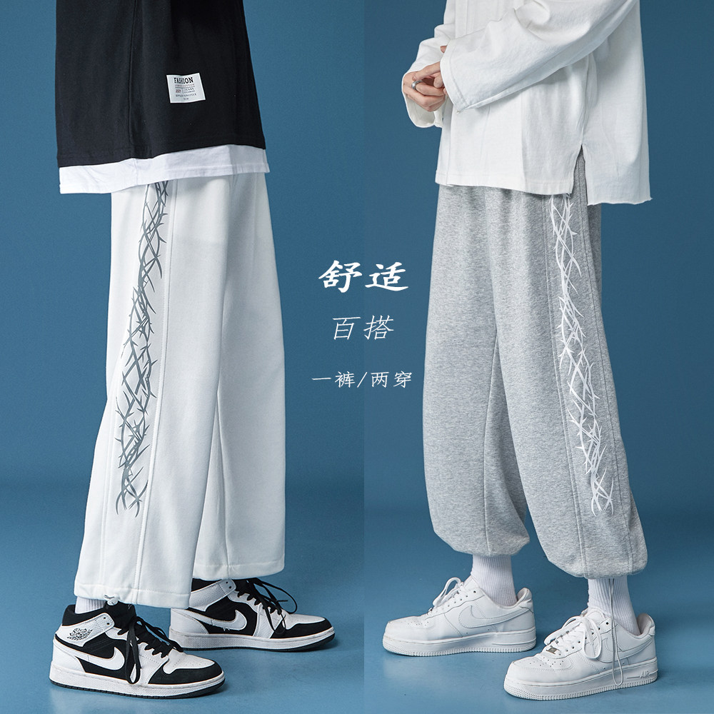 A432-1-R2 P45 控68 秋季侧边印花运动卫裤男图片