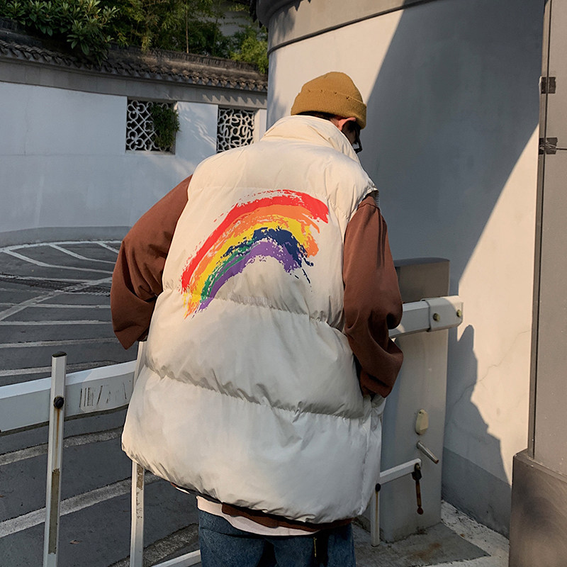 A432-1-HY02P70控95冬季彩虹印花棉马甲男女棉服加厚,男装棉衣,星座518-1（原A432-1）