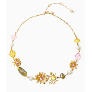 ks Rooftop Garden Studs 新款巴洛克复古哑光金花卉项链耳环套装