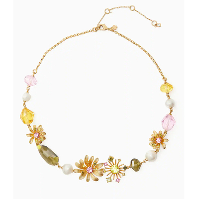 ks Rooftop Garden Studs 新款巴洛克复古哑光金花卉项链耳环套装