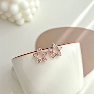 高级感星星耳钉ins风925纯银针精致气质简约冷淡风耳饰2024年新款