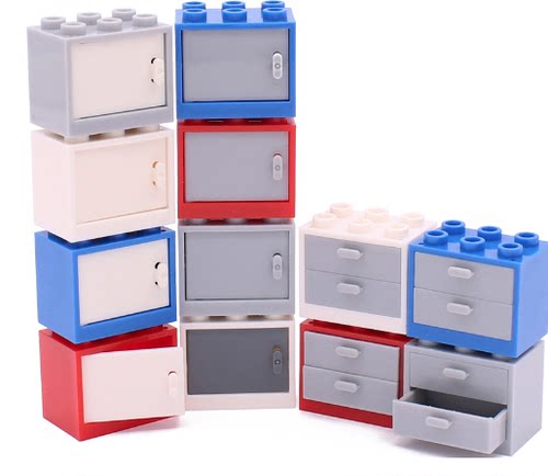 兼容乐高MOC积木建筑家装场景配件2x3x2柜子抽屉箱子床头柜家具