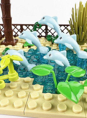 MOC兼容 13392 小海豚 国产积木国产配件小颗粒动物系列场景装饰