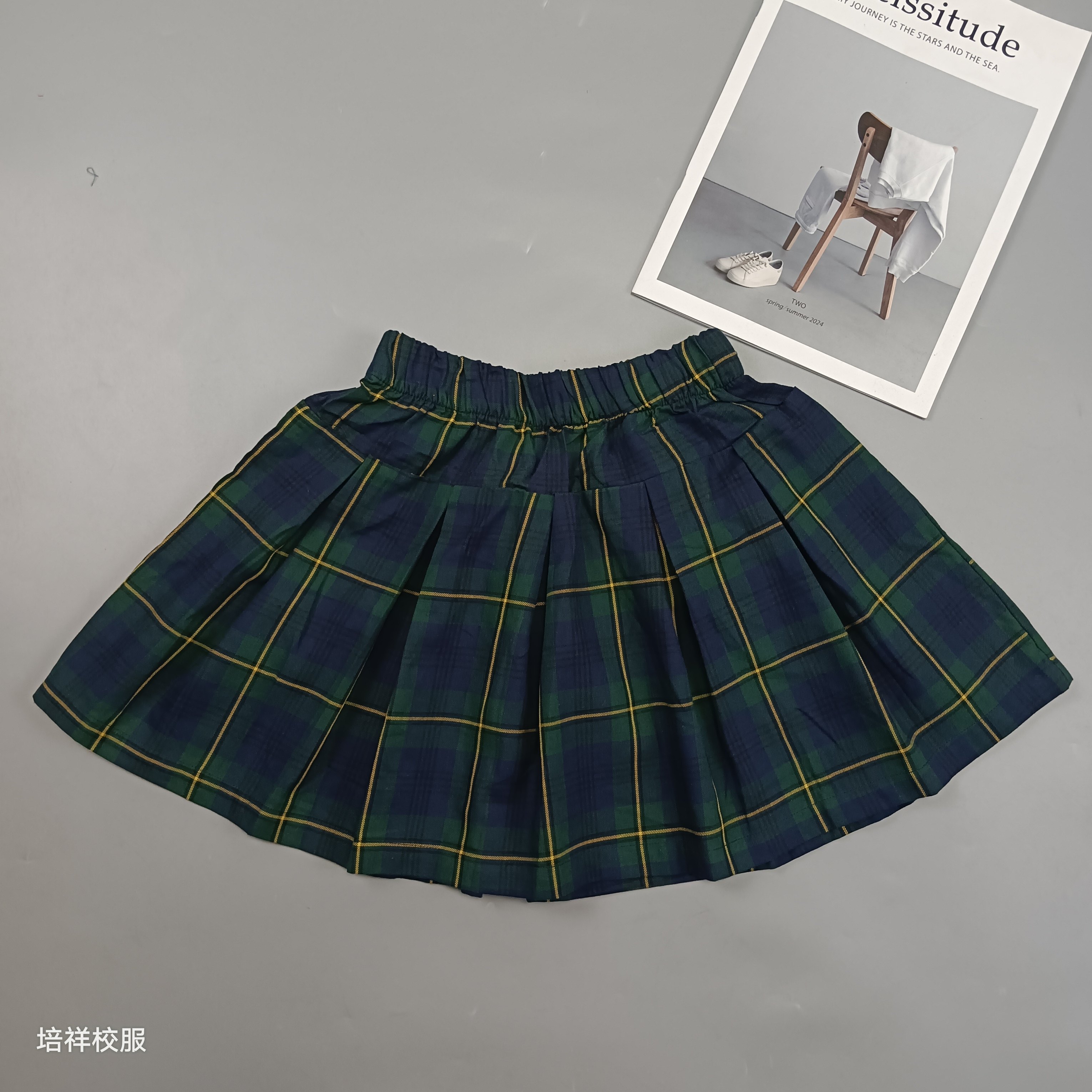 爆款网红女童夏季jk百褶裙儿童小学生校服学院演出男墨绿色短裤裙