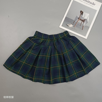 爆款网红女童夏季jk百褶裙儿童小学生校服学院演出男墨绿色短裤裙
