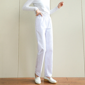女夏白色夏季 子工作裤 松紧薄款 浅蓝色护士服裤 春秋粉色大码 护士裤
