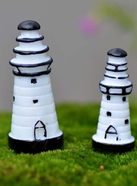 微景观手工海洋景观装饰创意白灯塔摆件迷你房屋建筑海洋造景配饰