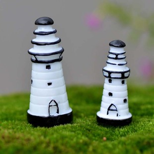 微景观手工海洋景观装饰创意白灯塔摆件迷你房屋建筑海洋造景配饰