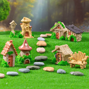 微景观创意可爱小房子摆件桌面多肉花盆装饰手工造景路牌木屋摆设