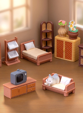 树脂藤编家具模型摆件沙发柜子