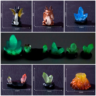 微景观创意夜光水晶喷火龙手工DIY小动物装饰迷你火山水晶小摆件