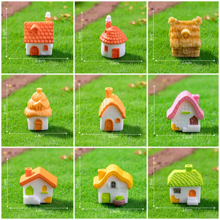 微景观创意手工仿真迷你小房子摆件可爱卡通桌面装饰树脂房屋摆设