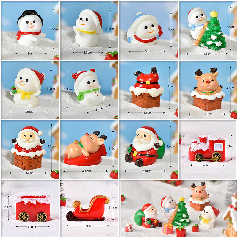 圣诞节摆件圣诞老人雪人小车可爱