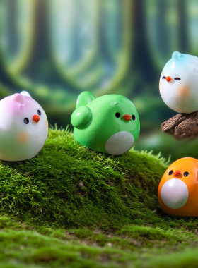 手工动物微景观可爱树脂小鸟摆件