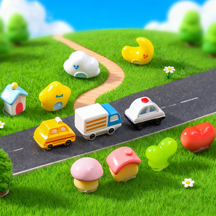 微景观造景小房子摆件可爱卡通小汽车装饰树脂小屋创意手工房屋