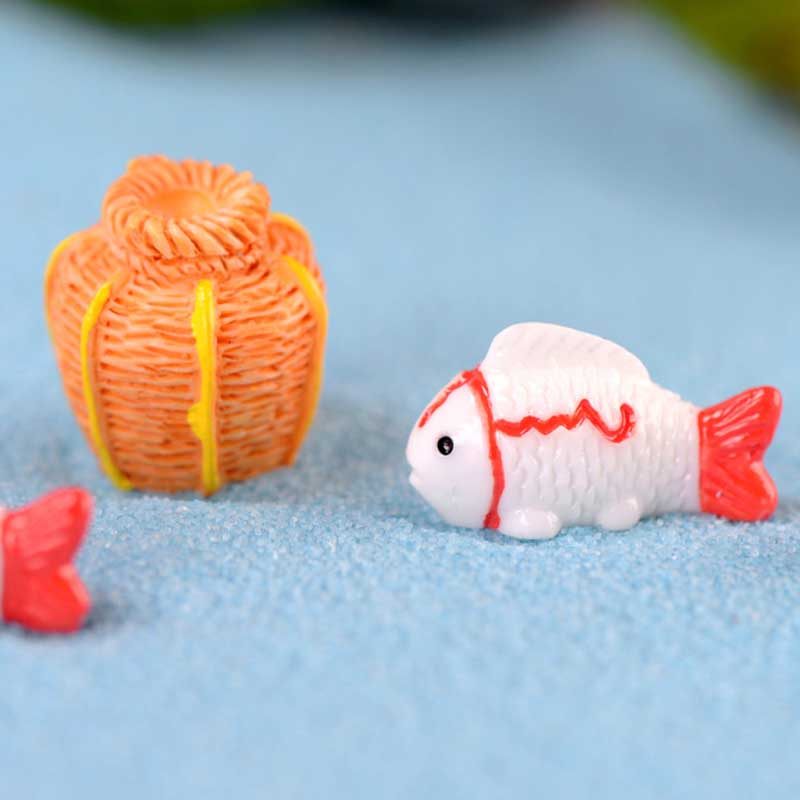 微景观造景小饰品生态瓶海景装饰家居可爱景观小鱼卡通鱼篓小摆件