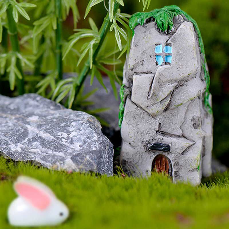 微景观盆栽装饰创意石头房子房屋建筑摆设手工拍摄道具造景小房子