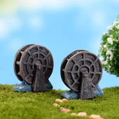 微景观手工摆件创意卡通仿真水车多肉花盆装 饰桌面田园微观小饰品