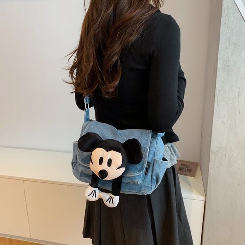 包包女款小众设计米奇公仔包女斜挎单肩包女2026新款牛仔布腋下包