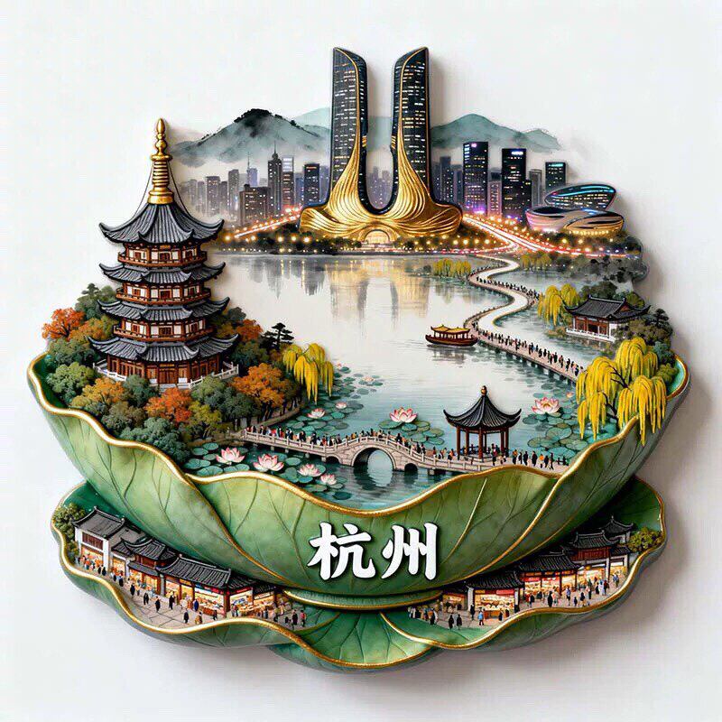 杭州西湖金属冰箱贴2026新款磁贴图片