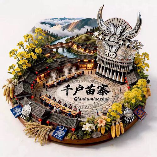 贵州千户苗寨冰箱贴2026新款金属浮雕磁贴贵州旅游纪念品伴手礼