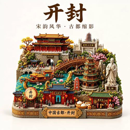 古都开封文创冰箱贴2026新款金属立体磁贴河南旅游纪念品伴手礼