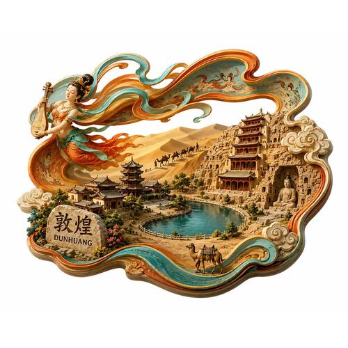 敦煌文创冰箱贴2026新款金属浮雕磁贴甘肃敦煌旅游纪念品伴手礼