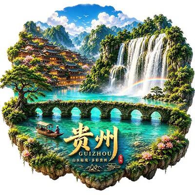 贵州贵阳冰箱贴2026新款浮雕磁吸贴黄果树瀑布苗族旅游纪念品礼物