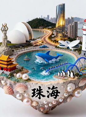 珠海文创冰箱贴2026新款金属浮雕磁贴珠海旅游纪念品文创伴手礼