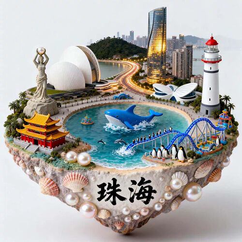 珠海文创冰箱贴2026新款金属浮雕磁贴珠海旅游纪念品文创伴手礼