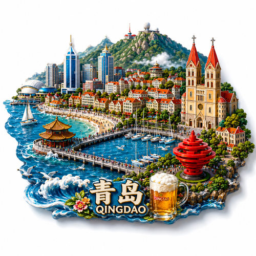 青岛文创冰箱贴2026新款金属浮雕磁贴五四广场旅游纪念品伴手礼物