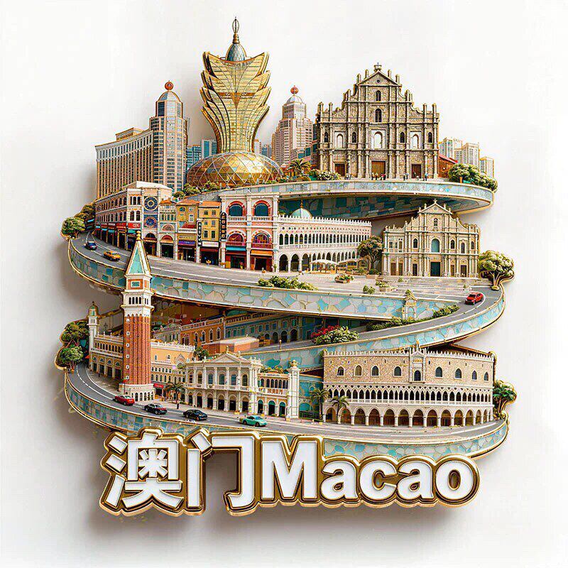 澳门繁花冰箱贴2026新款金属立体浮雕磁贴旅游纪念品文创伴手礼物
