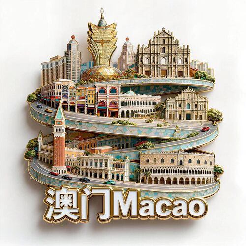 澳门繁花冰箱贴2026新款金属立体浮雕磁贴旅游纪念品文创伴手礼物