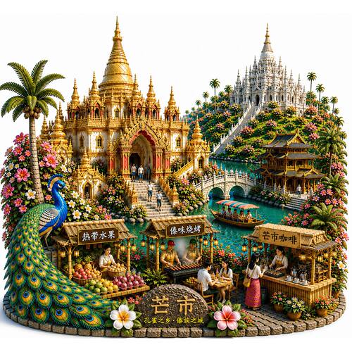 云南芒市银塔3d立体浮雕金属冰箱贴城市纪念品文创伴手礼厂家直销